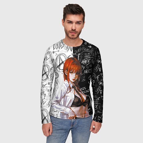 Мужской лонгслив Makima - Chainsaw man / 3D-принт – фото 3