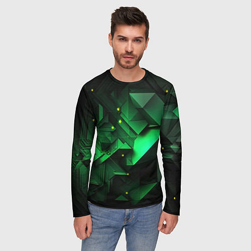 Мужской лонгслив Визуальные иллюзии в геометрии / 3D-принт – фото 3