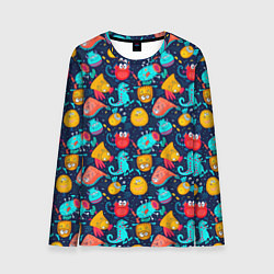 Лонгслив мужской Мультяшные цветные монстрики, цвет: 3D-принт