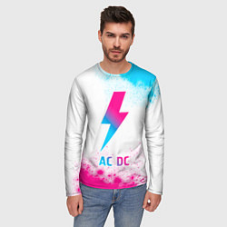 Лонгслив мужской AC DC neon gradient style, цвет: 3D-принт — фото 2