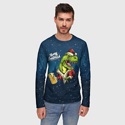 Лонгслив мужской Пивозавр Санта, цвет: 3D-принт — фото 2