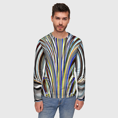 Мужской лонгслив Струйчатый перламутровый узор / 3D-принт – фото 3