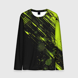 Лонгслив мужской Зеленая краска на черном фоне, цвет: 3D-принт