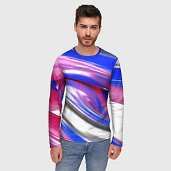 Лонгслив мужской Вязкая абстракция в фиолетовых оттенках, цвет: 3D-принт — фото 2