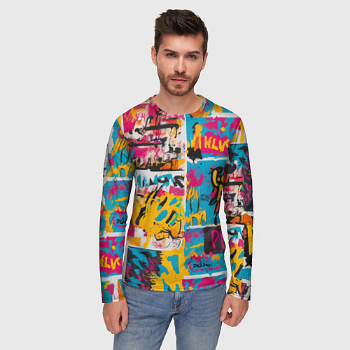 Мужской лонгслив В стиле поп арт / 3D-принт – фото 3