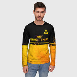 Лонгслив мужской Thirty Seconds to Mars - gold gradient посередине, цвет: 3D-принт — фото 2