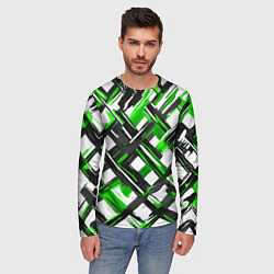 Лонгслив мужской Зелёные и чёрные мазки, цвет: 3D-принт — фото 2
