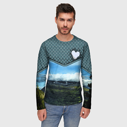 Мужской лонгслив Облачные сердца / 3D-принт – фото 3
