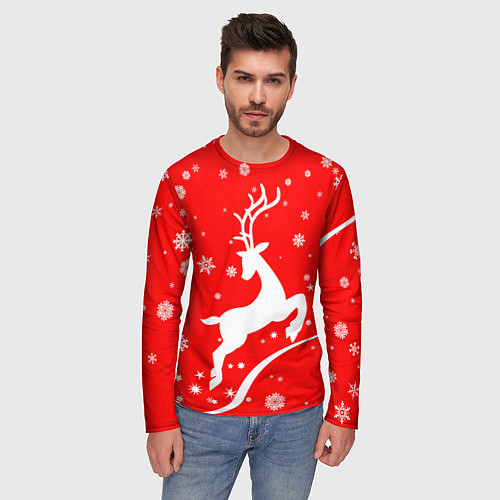 Мужской лонгслив Christmas deer / 3D-принт – фото 3