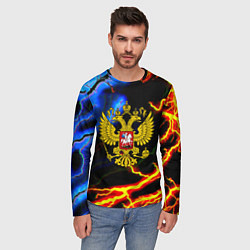 Лонгслив мужской Россия наша страна герб шторм, цвет: 3D-принт — фото 2