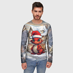 Лонгслив мужской Красный маленький дракон 2024, цвет: 3D-принт — фото 2