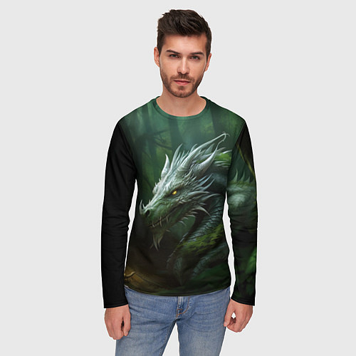 Мужской лонгслив Зеленый дракон 2024 года / 3D-принт – фото 3