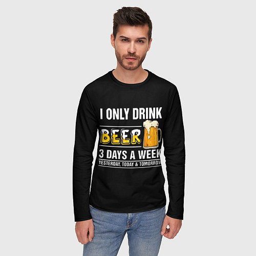 Мужской лонгслив I only drink beer 3 days a week / 3D-принт – фото 3