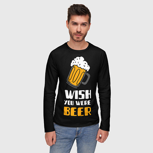 Мужской лонгслив Wish you were beer / 3D-принт – фото 3