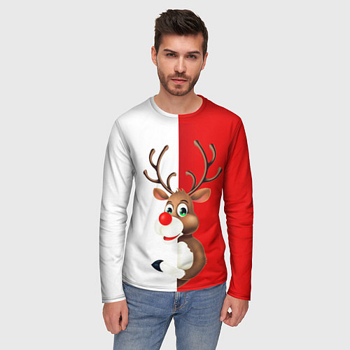 Мужской лонгслив Christmas deer art / 3D-принт – фото 3