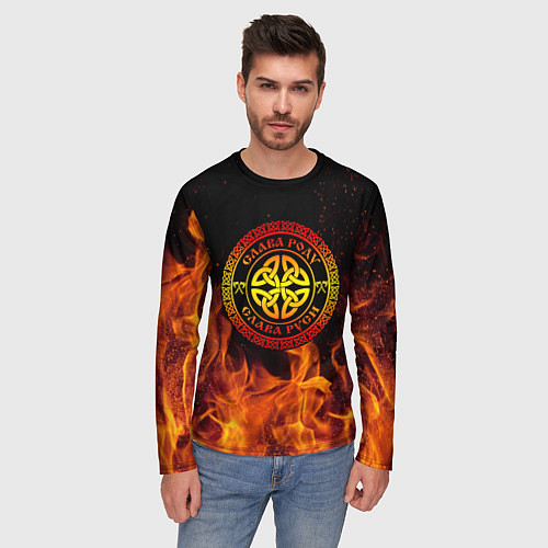 Мужской лонгслив Слава роду / 3D-принт – фото 3