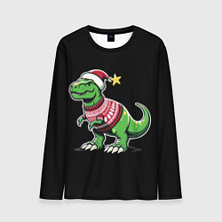 Лонгслив мужской Динозавр в рождественнском свитере, цвет: 3D-принт