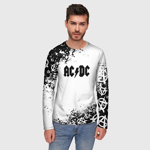 Мужской лонгслив AC DC anarchy rock / 3D-принт – фото 3