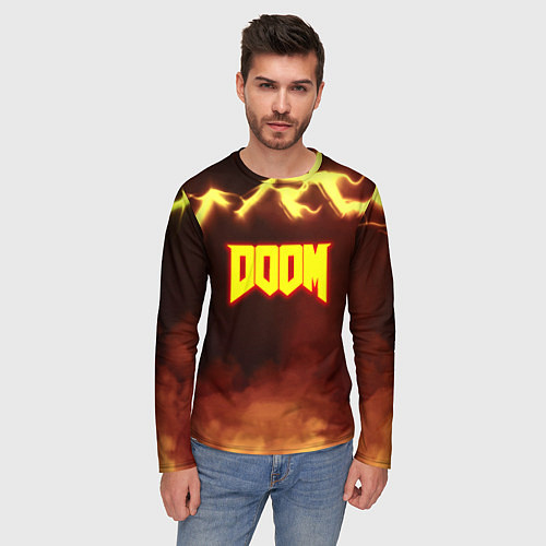 Мужской лонгслив Doom storm огненное лого / 3D-принт – фото 3