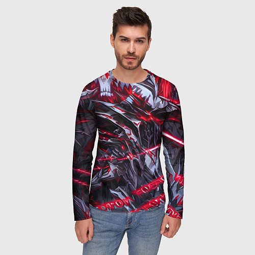 Мужской лонгслив Красная адская броня / 3D-принт – фото 3