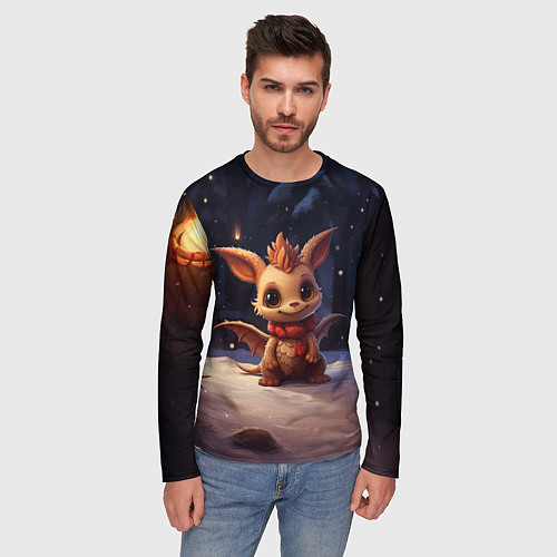 Мужской лонгслив Дракон кристаллический владыка / 3D-принт – фото 3