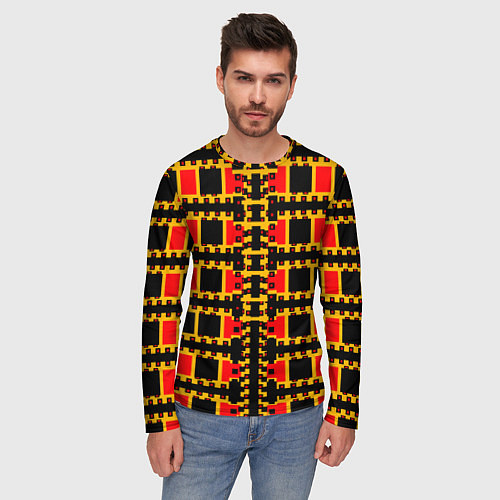 Мужской лонгслив Королевские квадраты / 3D-принт – фото 3