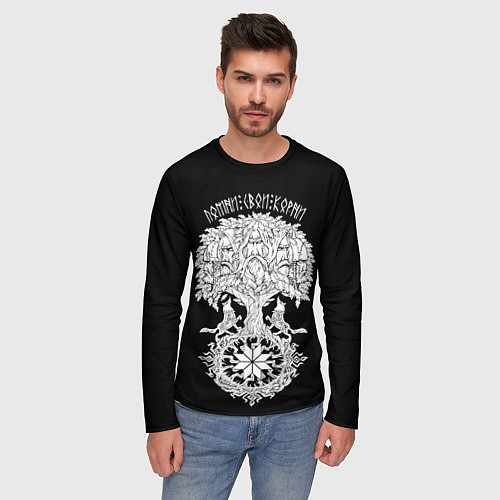 Мужской лонгслив Славянские воины - помни свои корни / 3D-принт – фото 3