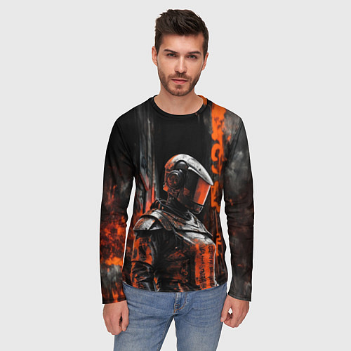 Мужской лонгслив Девушка в боевой броне / 3D-принт – фото 3