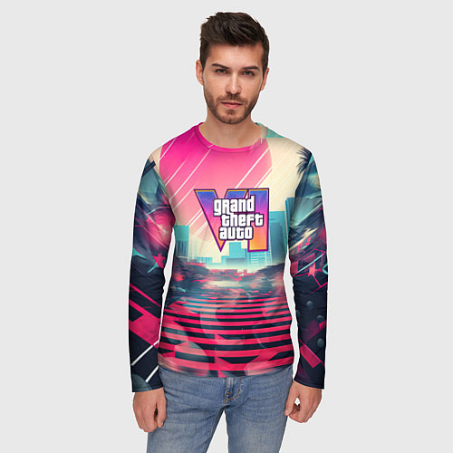 Мужской лонгслив GTA 6 retro abstract / 3D-принт – фото 3