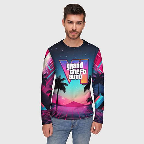Мужской лонгслив GTA 6 summer abstract / 3D-принт – фото 3