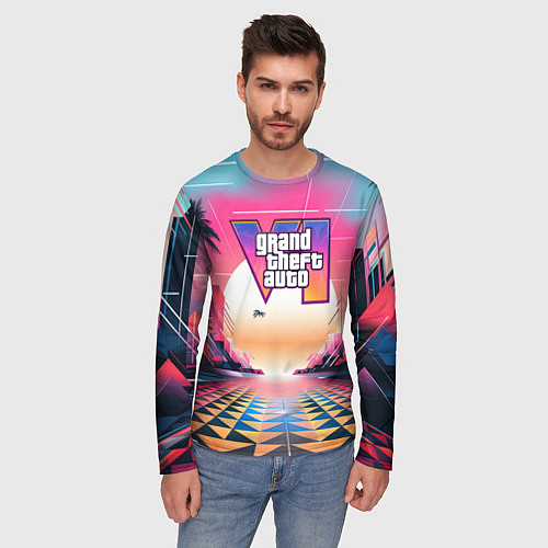 Мужской лонгслив GTA 6 retro abstract logo / 3D-принт – фото 3