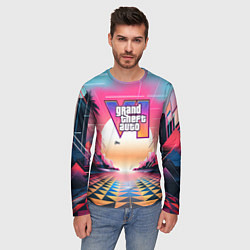 Лонгслив мужской GTA 6 retro abstract logo, цвет: 3D-принт — фото 2