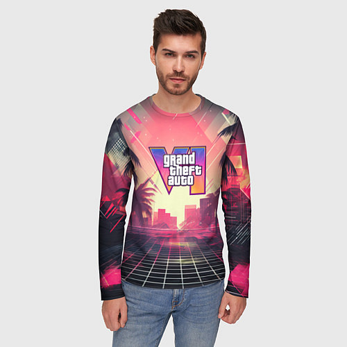 Мужской лонгслив GTA 6 retro abstract logo / 3D-принт – фото 3