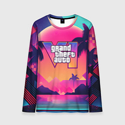 Лонгслив мужской GTA 6 закат солнца, цвет: 3D-принт