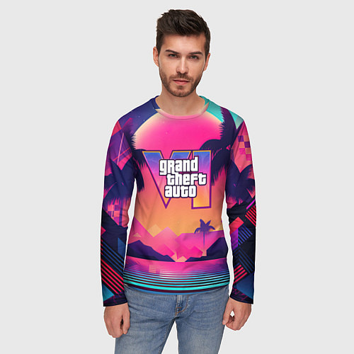 Мужской лонгслив GTA 6 закат солнца / 3D-принт – фото 3