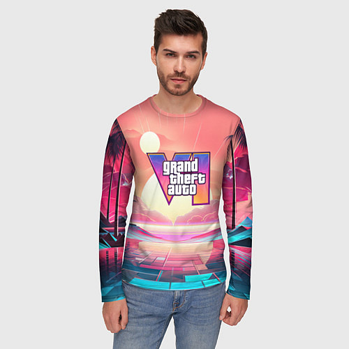 Мужской лонгслив GTA 6 retro abstract / 3D-принт – фото 3