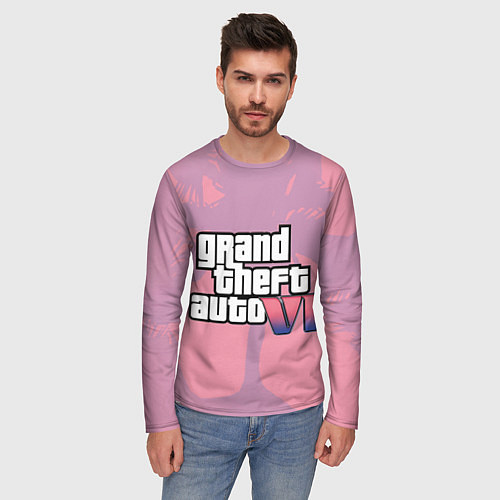 Мужской лонгслив GTA 6 pink / 3D-принт – фото 3