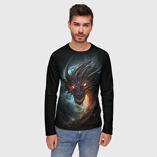 Мужской лонгслив Фэнтази дракон символ 2024 / 3D-принт – фото 3