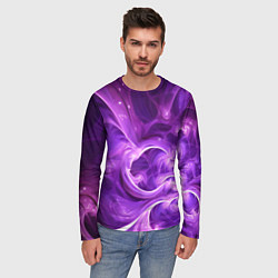 Лонгслив мужской Фиолетовая фрактальная абстракция, цвет: 3D-принт — фото 2