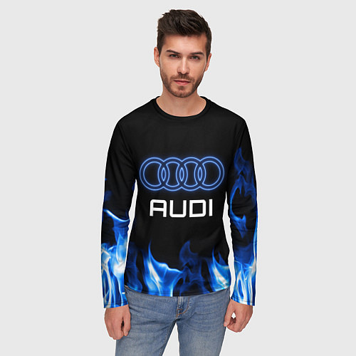 Мужской лонгслив Audi neon art / 3D-принт – фото 3