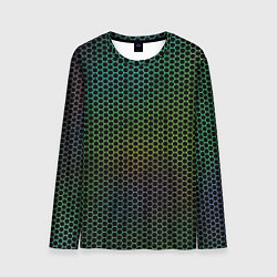 Лонгслив мужской Неоновые соты чёрный, цвет: 3D-принт