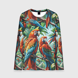 Лонгслив мужской Попугаи Ара - тропики джунгли, цвет: 3D-принт