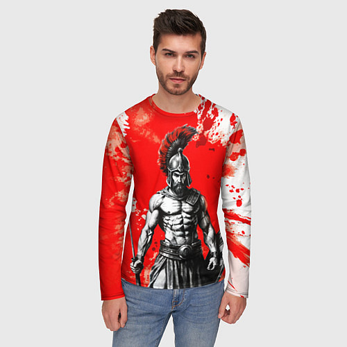 Мужской лонгслив Спартак победитель крупно - красные брызги крови / 3D-принт – фото 3