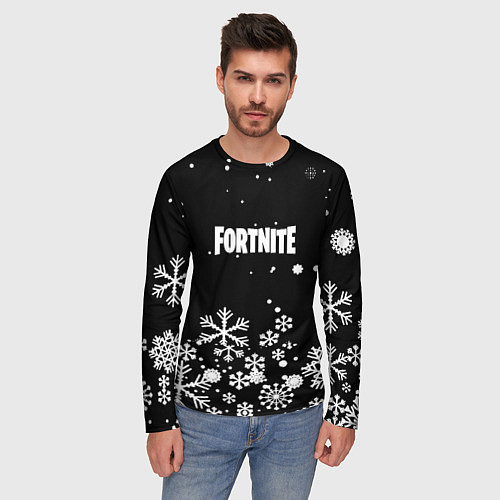 Мужской лонгслив Fortnite новый год паттерн / 3D-принт – фото 3
