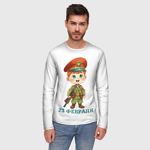 Мужской лонгслив День защитника отечества / 3D-принт – фото 3