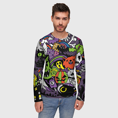 Мужской лонгслив Страшно веселые монстры / 3D-принт – фото 3