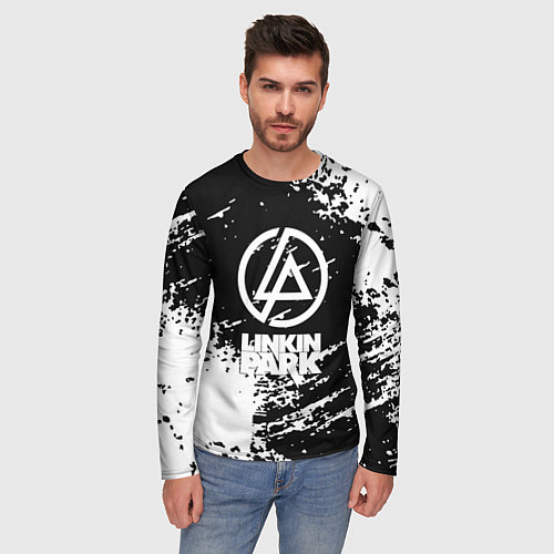 Мужской лонгслив Linkin park logo краски текстура / 3D-принт – фото 3