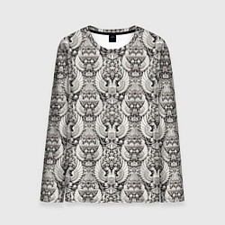 Мужской лонгслив Греб России черный и белый паттерн