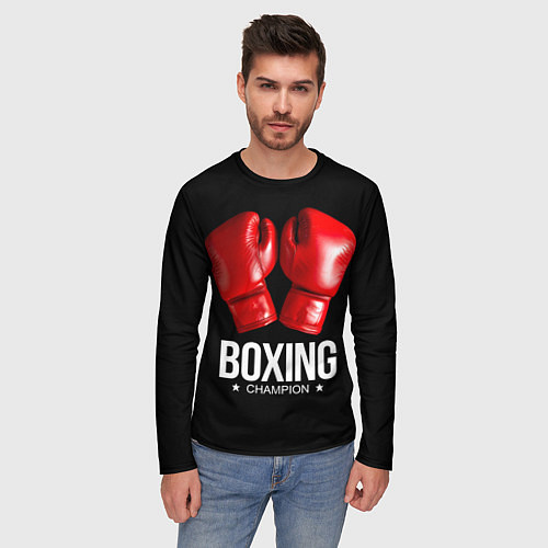 Мужской лонгслив Boxing Champion / 3D-принт – фото 3