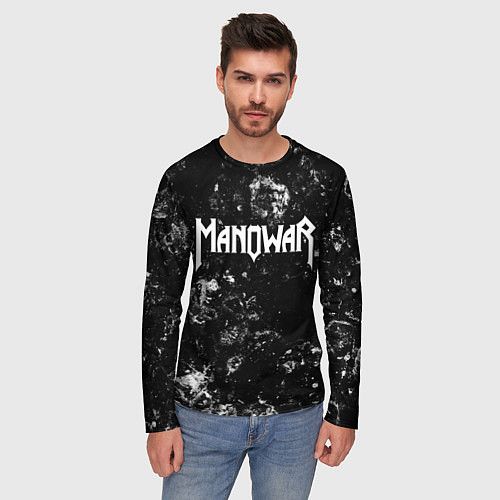 Мужской лонгслив Manowar black ice / 3D-принт – фото 3